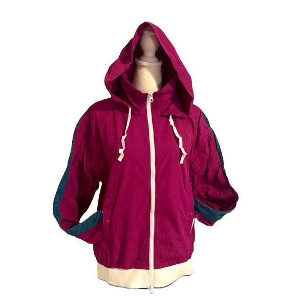 Free People NWT Colorblock Jacket Bosenberry XS Highline Hidden Hoodie Pockets - Picture 2 of 11
